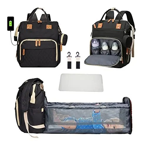 2in1 Baby Diaper Bag Backpack with Integrated Changing Bed